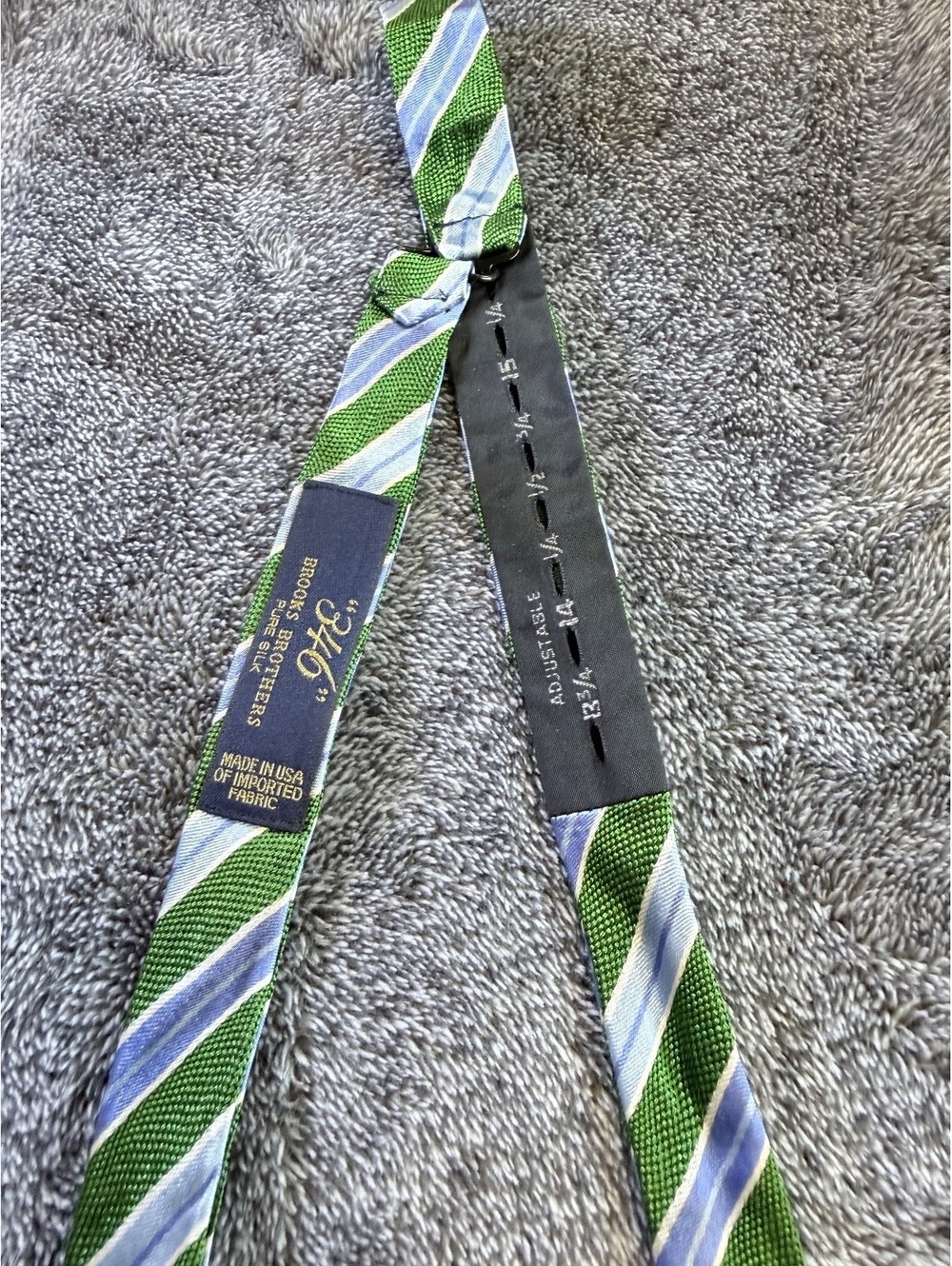 Brooks Brothers Green and Blue Striped Adjustable Silk Bow Tie